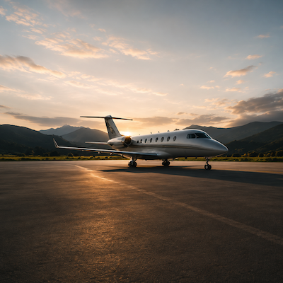 Private aircraft on runway